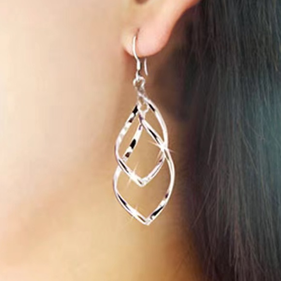 Shiny Gold Twisted Drop Earrings - Picture 4 of 5